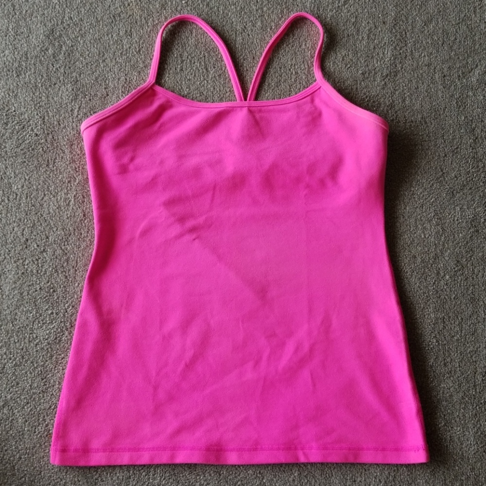 lululemon Pink Power Y Luon Tank Shelf Bra 10